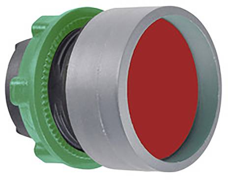 Ein großer roter Knopf, umgeben von einem grünen Ring und einem grauen Gehäuse.