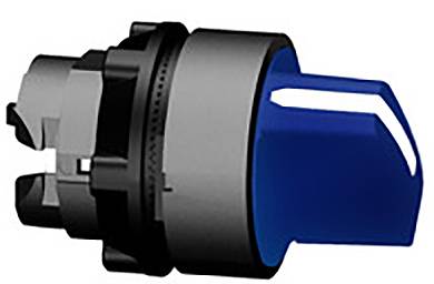 Ein blauer Drehknopf mit schwarzer Basis, möglicherweise ein elektrischer Schalter, wird in der Seitenansicht gezeigt.