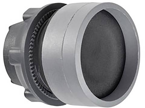 Grauer und schwarzer Bajonettverschluss aus Kunststoff, mit geriffeltem Ring und glatter Kappe.