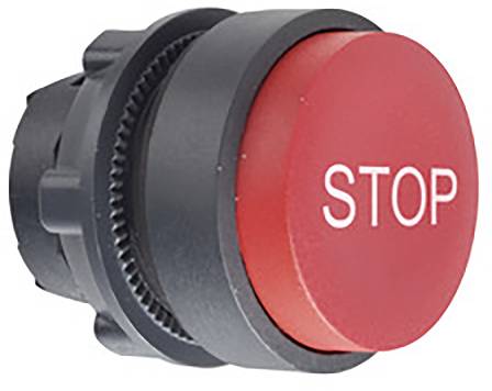 Roter Not-Aus-Schalter mit der Aufschrift 'STOP'.
