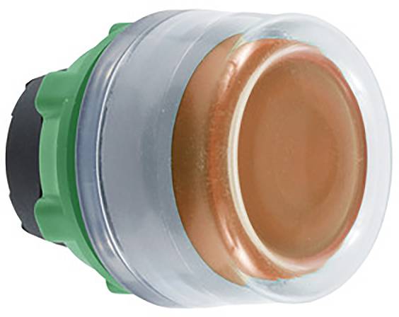 Ein runder, roter Knopf mit transparentem Gehäuse und grünem Sockel, geeignet als Sicherheits- oder Not-Aus-Schalter.