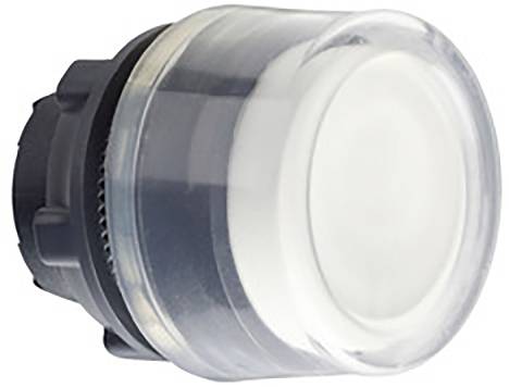 Ein runder, durchsichtiger Kunststoffknopf, der vermutlich als Bedienungselement oder Schalter verwendet wird.