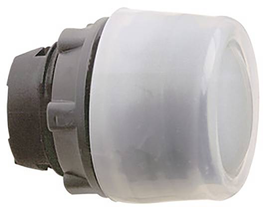 Ein grauer, zylindrischer Druckknopf mit transparentem Gehäuse, geeignet für industrielle Steuerungsanwendungen.