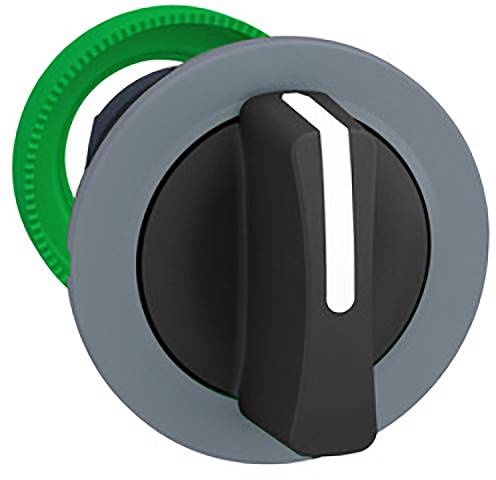 Schwarz-grauer Drehschalter mit grünem Markierungsring.