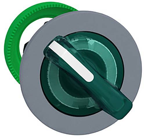 Ein grüner Schalter mit grauem Rahmen in der Aus-Position.