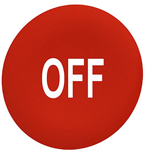 Ein roter Kreis mit dem weißen Wort 'OFF' in der Mitte, symbolisierend den ausgeschalteten Zustand eines Geräts.