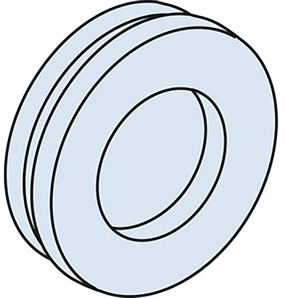 Diagramm eines blauen Gummidichtrings, seitliche Ansicht, mit einem zentralen Loch und zwei Ringschichten.