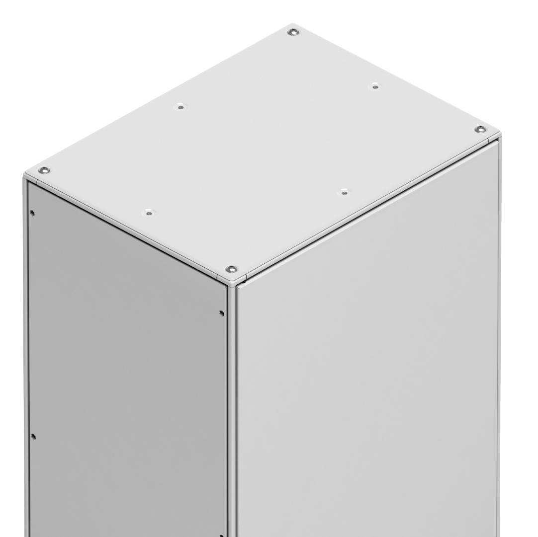 Ein rechteckiger, weißer, undekorierter Kasten mit glatten Kanten und leicht sichtbaren Schrauben an den Ecken.