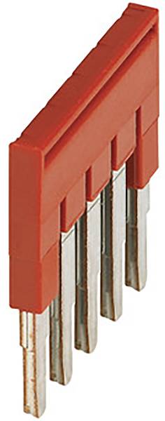 Roter Steckverbinder mit fünf Metallkontakten. Verwendet für den elektrischen Anschluss zwischen Komponenten in einer Schaltung.