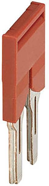 Ein roter Autosicherungsstecker mit zwei metallischen Kontakten.
