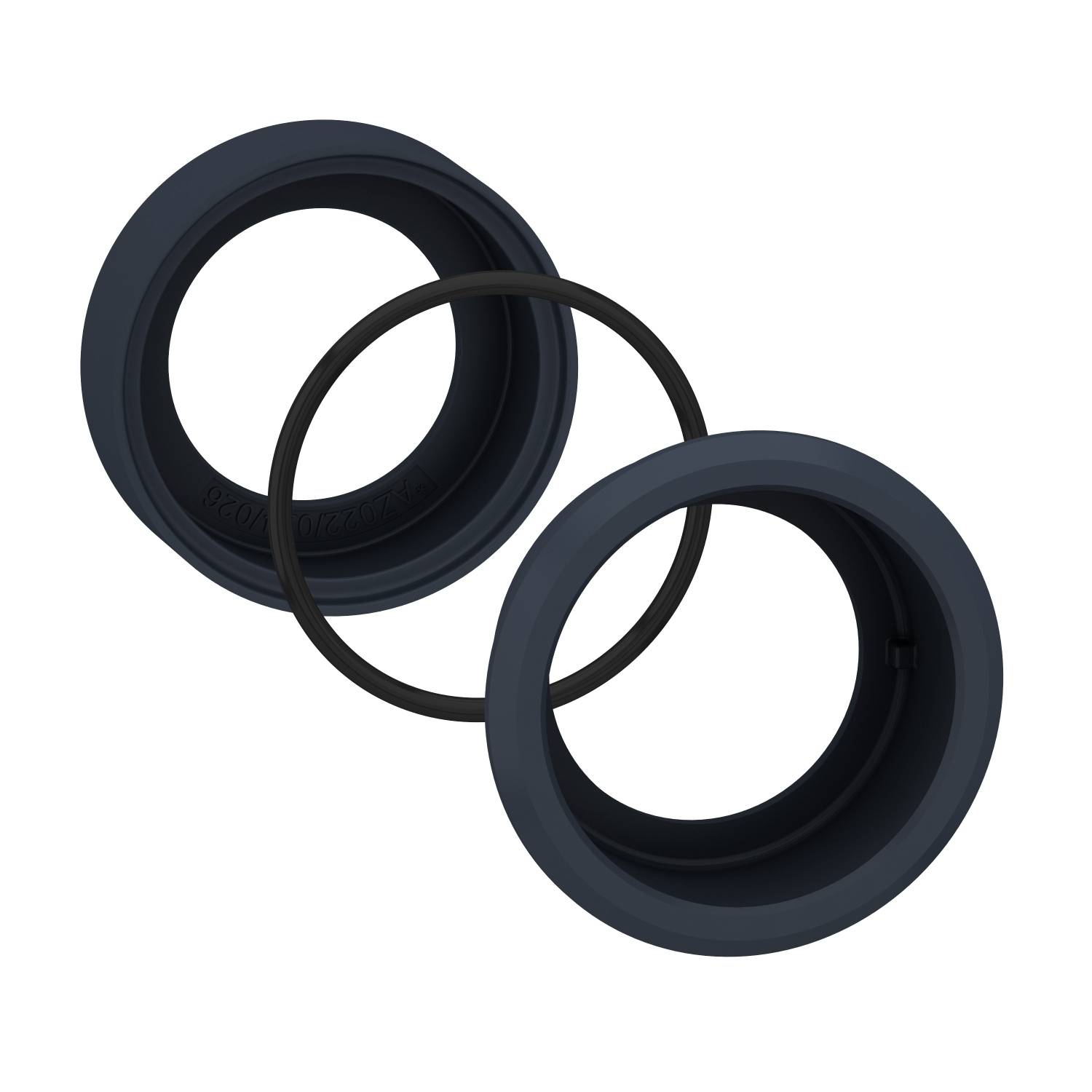 Zwei schwarze Ringe, die miteinander verbunden sind. Der äußere Ring ist größer, während der innere Ring kleiner ist.