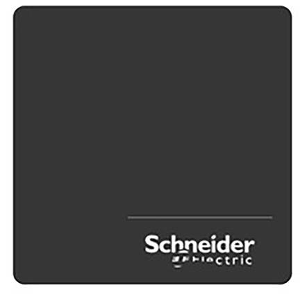 Schwarzes Quadrat mit dem Logo 'Schneider Electric' in der unteren rechten Ecke.
