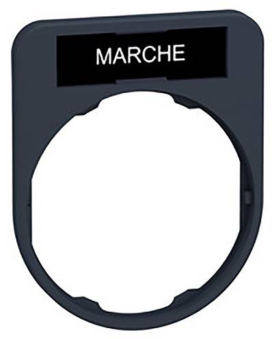 Ein schwarzer Ring mit rechteckigem Schild darüber, auf dem in weißen Buchstaben 'MARCHE' steht.