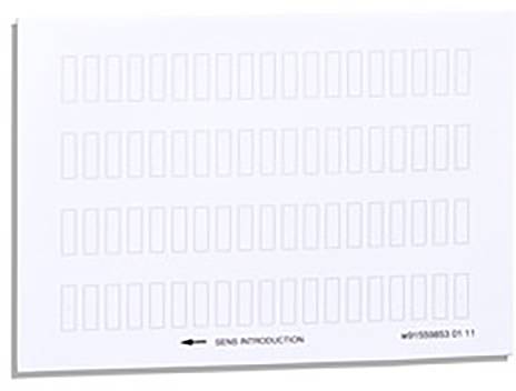 Ein weißes Blatt mit 40 rechteckigen Feldern und der Beschriftung 'SENS INTRODUCTION' unten.
