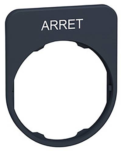 Schwarzer Aufsatz mit der Aufschrift 'ARRET', vermutlich zum Stoppen eines Mechanismus oder Geräts.