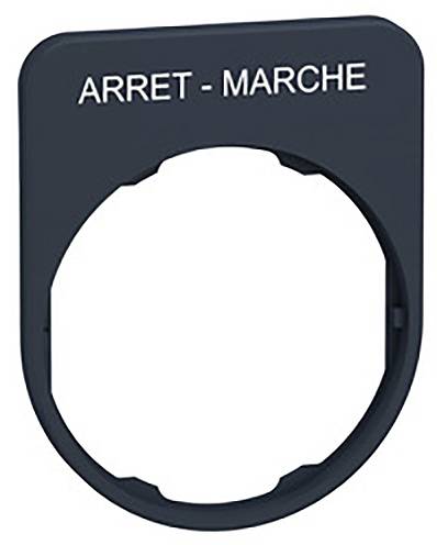 Schwarzer Kunststoffring mit Aufschrift 'ARRET - MARCHE', verwendet als Markierung oder Anzeige von Betriebszuständen.