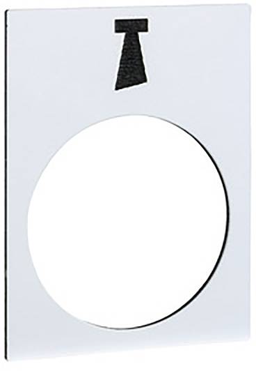 Weiße Toilettenpiktogrammplatte mit einem schwarzen Anzug und Krawatten-Symbol über einem runden Loch in der Mitte.