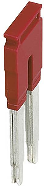 Rote, flache Autosicherung mit zwei Metallstiften.