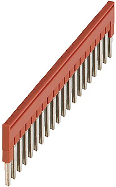 Ein roter elektrischer Stecker mit 20 langen Metallstiften.