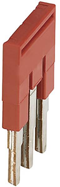 Roter Jumper-Stecker mit drei Metallpins zum Einstellen von Hardware-Konfigurationen auf elektronischen Platinen.