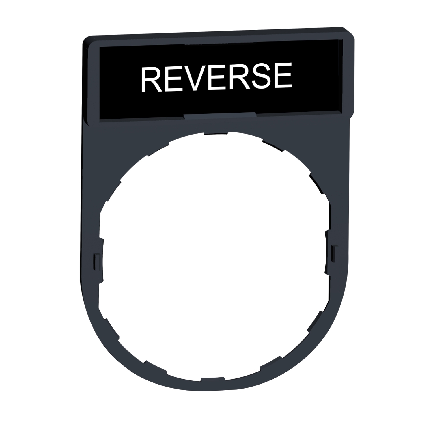 Ein schwarzer Schalter mit der Aufschrift 'REVERSE', vermutlich für einen Rückwärtsgang oder eine Rückwärtsfunktion.