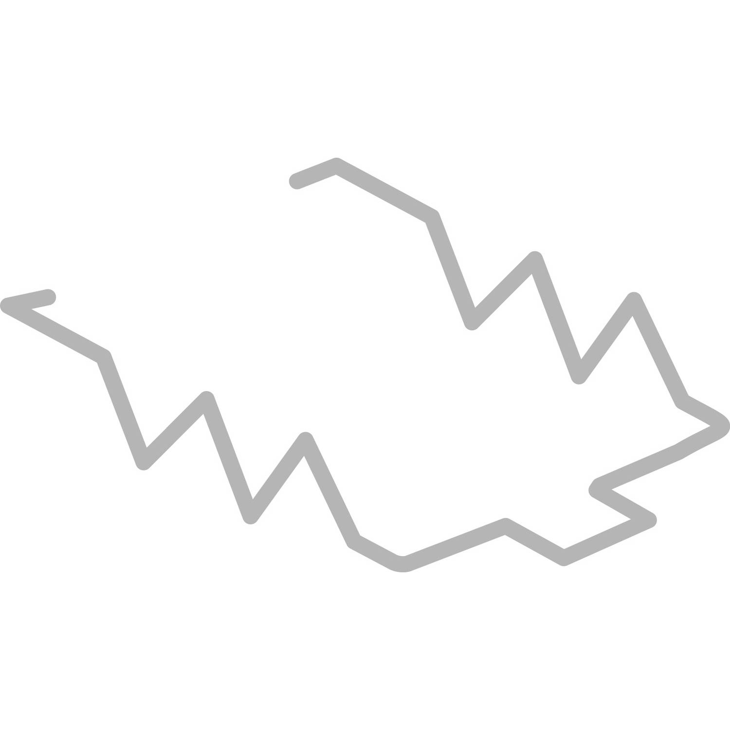 Eine grau gezeichnete, unregelmäßige, gezackte Linie auf weißem Hintergrund, die einen Weg oder ein Diagramm andeuten könnte.