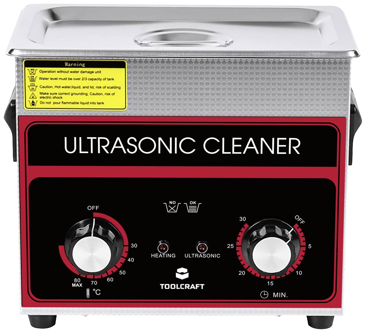 TOOLCRAFT USC-320 Ultraschallreiniger Schmuck, Bürobedarf, Werkstatt 280W 3.2l mit Heizung, mit Reinigungskorb