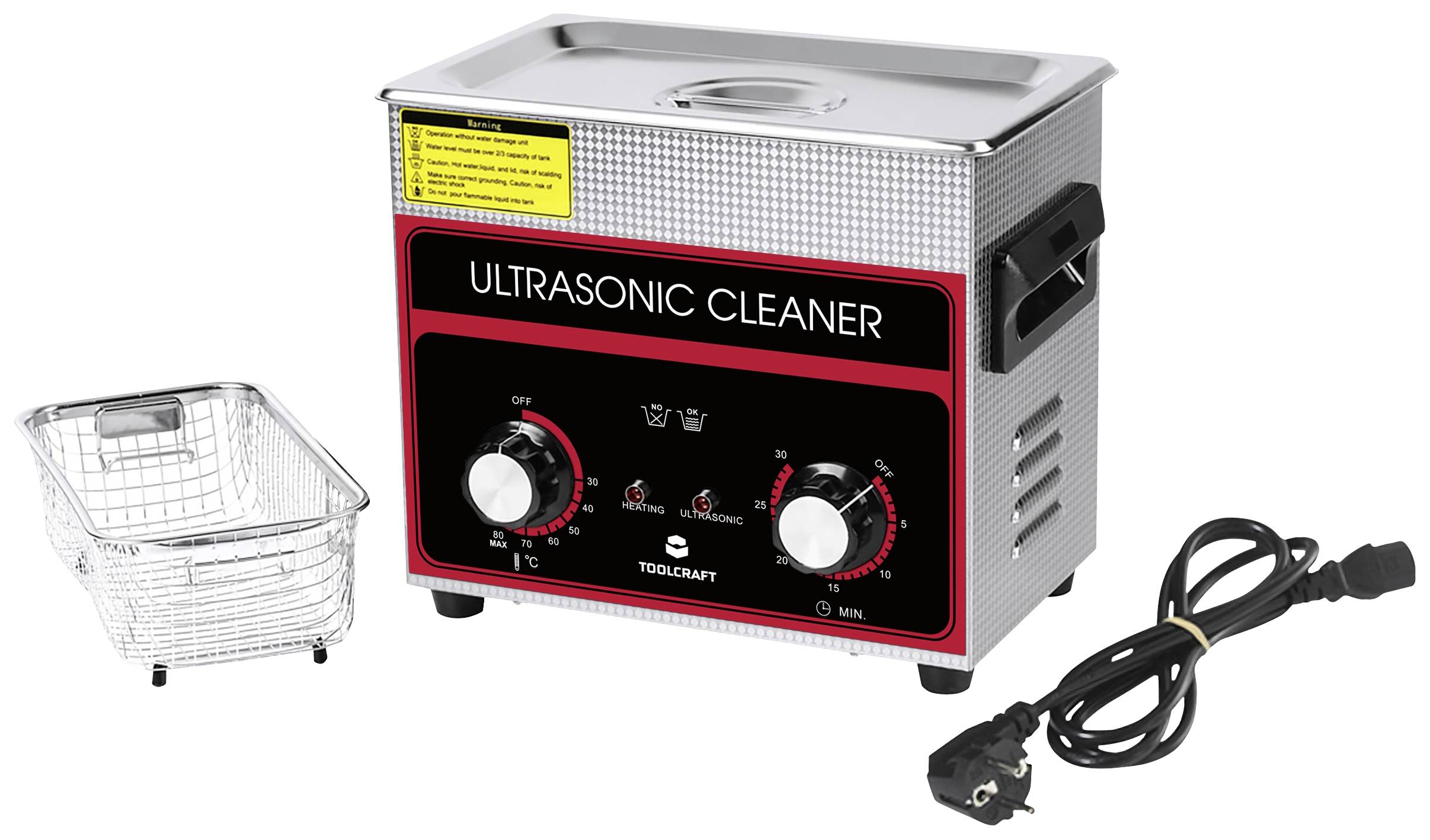 TOOLCRAFT USC-320 Ultraschallreiniger Schmuck, Bürobedarf, Werkstatt 280W 3.2l mit Heizung, mit Reinigungskorb