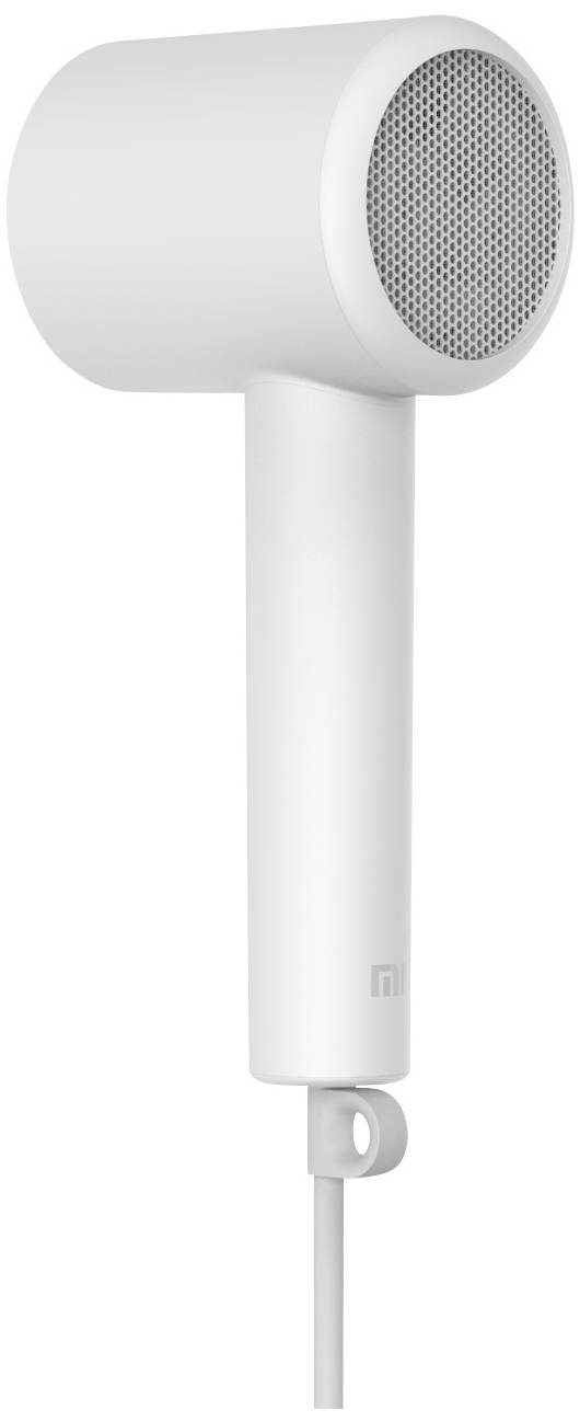Ein weißer Föhn mit einem angebrachten Kabel, schlichtes modernes Design. Ideal für die Haarpflege im Badezimmer.