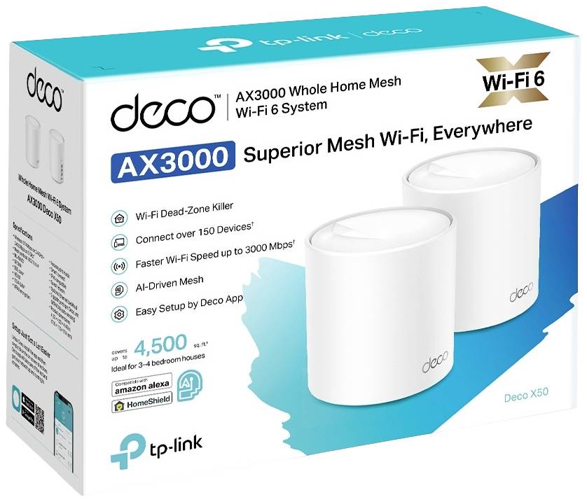 TP-LINK Deco X50 2er-Pack Mesh-Netzwerk 3000 MBit/s 2.4 GHz, 5 GHz