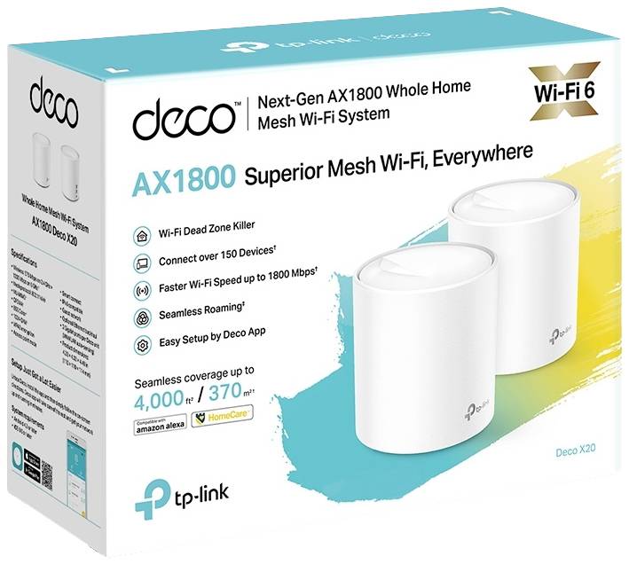 TP-LINK Deco X20 2er-Pack Mesh-Netzwerk 1800 MBit/s 2.4 GHz, 5 GHz