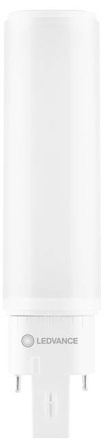 Eine LEDvance LED-Glühbirne mit zylindrischer Form und zwei Metallstiften an der Basis für die Konnektivität.