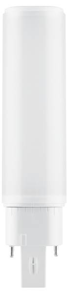 Eine weiße zylindrische LED-Röhrenleuchte mit zwei Metallstiften an der Basis, verwendet für energieeffiziente Beleuchtung in verschiedenen Leuchten.