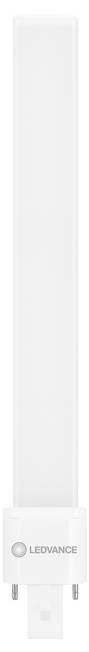 Eine LED-Glühbirne mit einem langen, rechteckigen, flachen Design und zwei Metallstiften zur Verbindung, mit der Marke „LEDVANCE