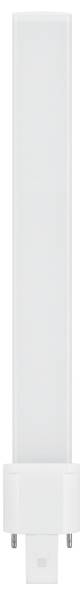 Eine rechteckige, weiße LED-Lampe mit zweipoliger Fassung, geeignet für kompakte Leuchten.