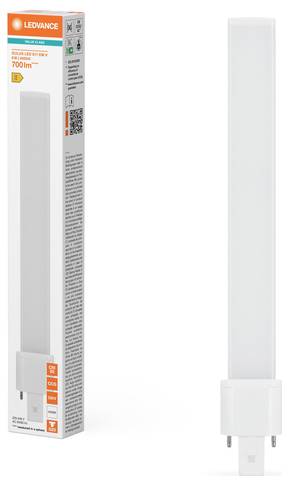 LEDVANCE LED-Glühbirne mit 700 Lumen in rechteckiger Verpackung. Die Glühbirne ist röhrenförmig mit einem zweipoligen Sockel.