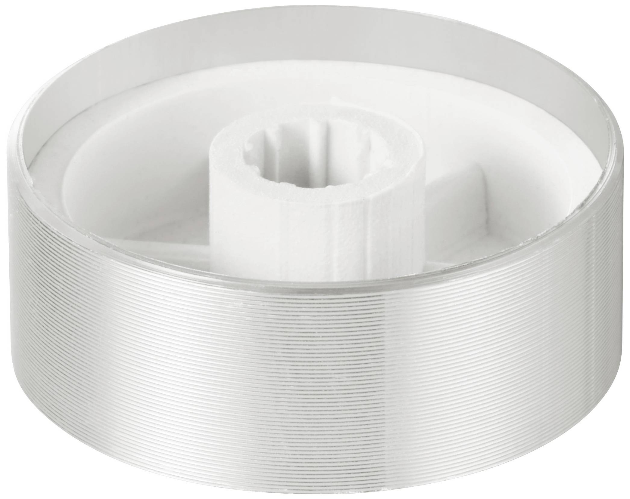 TRU COMPONENTS TC-11696464 Drehknopf mit Knopfmarkierung Silber (Ø x H) 25mm x 10mm Aluminium, Plastik