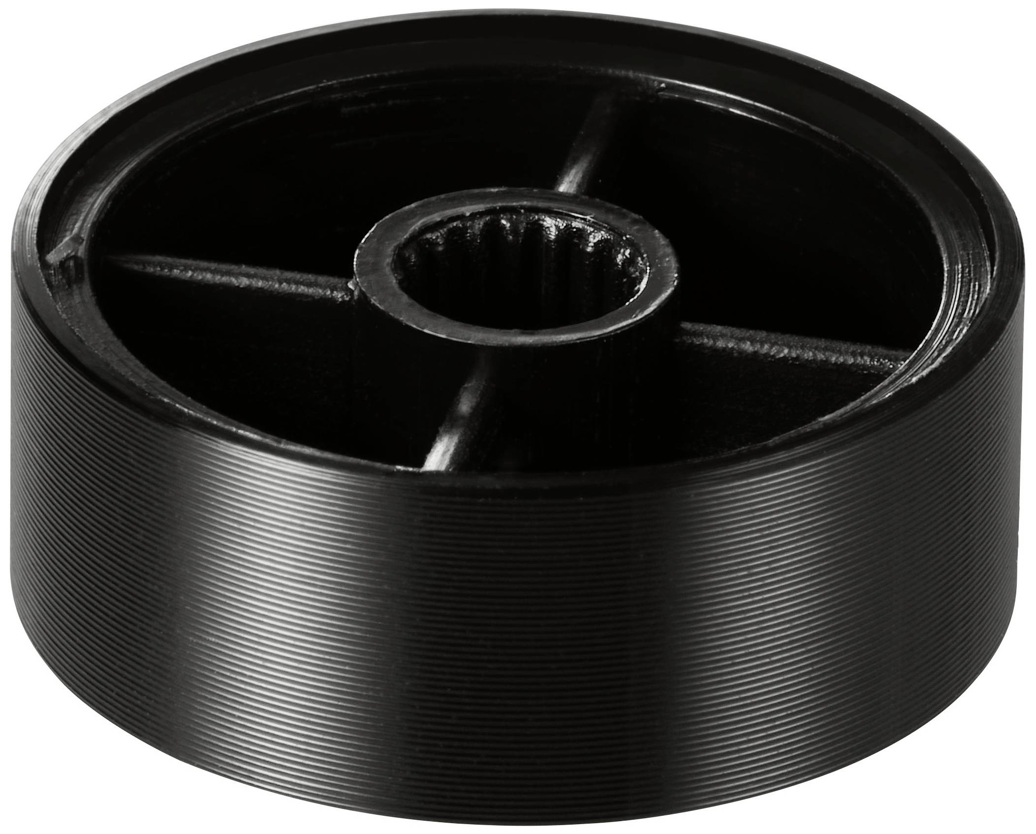 TRU COMPONENTS TC-11696472 Drehknopf mit Knopfmarkierung Schwarz (Ø x H) 25mm x 10mm Aluminium, Plastik