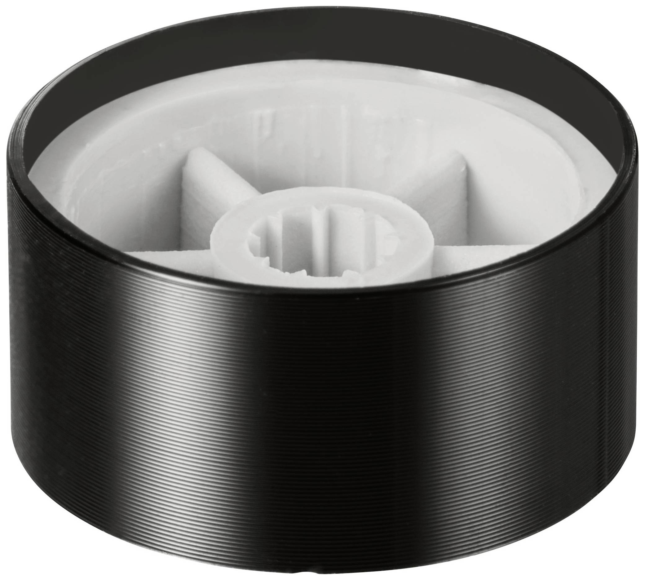 TRU COMPONENTS TC-11696480 Drehknopf mit Knopfmarkierung Schwarz (Ø x H) 25mm x 13mm Aluminium, Plastik