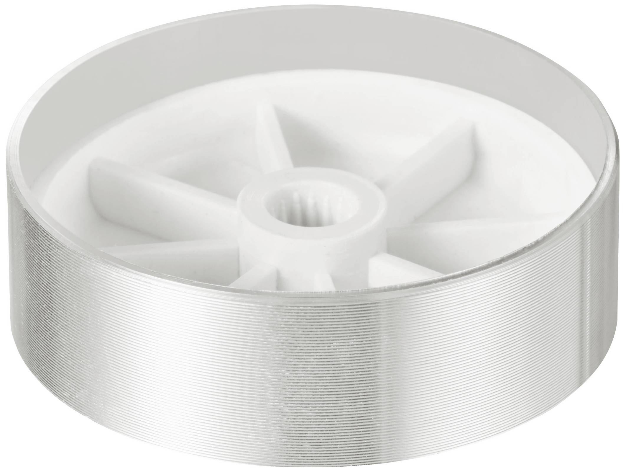TRU COMPONENTS TC-11696512 Drehknopf mit Knopfmarkierung Silber (Ø x H) 40mm x 13mm Aluminium, Plastik