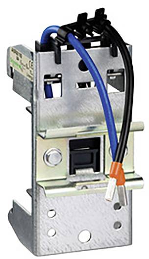 Metallisches elektrisches Bauteil mit blauen und schwarzen Kabeln, möglicherweise ein Schaltersystem oder ein ähnliches Gerät.