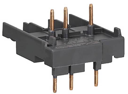 Schwarzes Relaismodul mit vier Kupferstiften, dient zur elektrischen Verbindung in elektronischen Schaltkreisen.