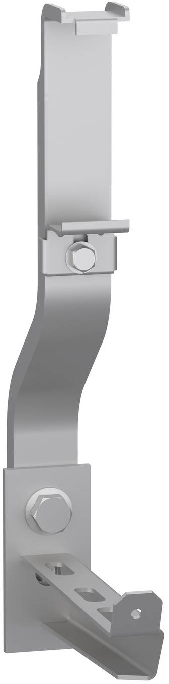 Metallhalterung in L-Form mit Schraubverbindungen, für Dachmontage geeignet, neutraler Hintergrund.