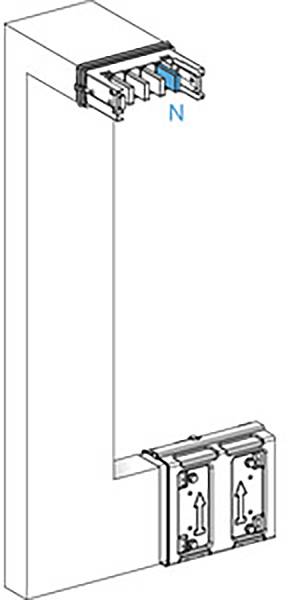 'Illustration eines elektrischen Schaltschranks mit abnehmbarem Modul. Das Modul ist mit 'N' gekennzeichnet. Details der Struktur werden gezeigt.'