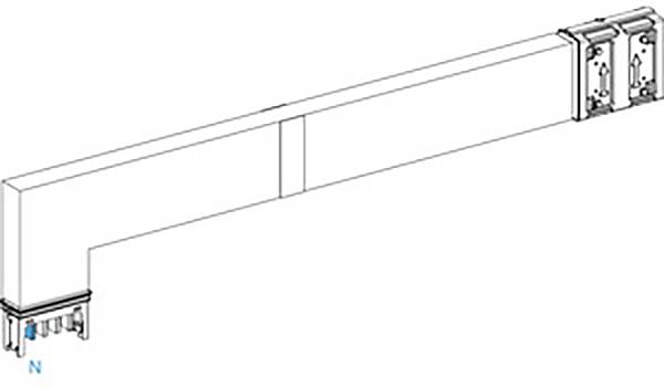 Diagramm eines länglichen Bauteils mit zwei Anschlüssen an den Enden, gekennzeichnet mit 'N'. Darstellt eine elektrische Verbindung.