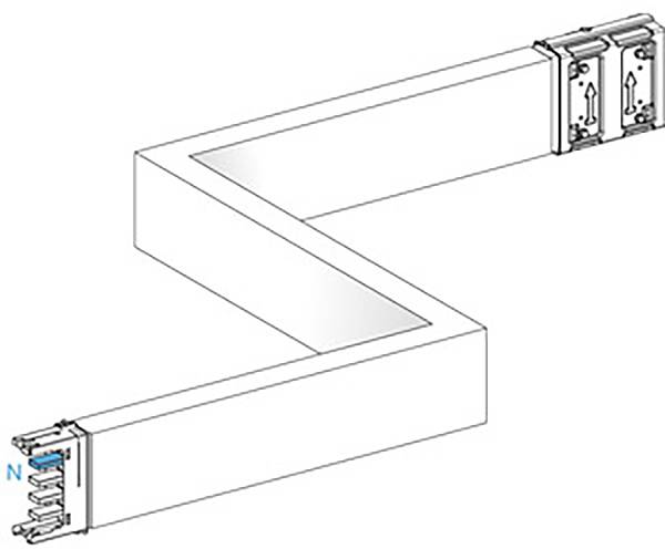 Diagramm einer rechten Zickzack-Kabelverbindung mit Steckverbindern an beiden Enden.