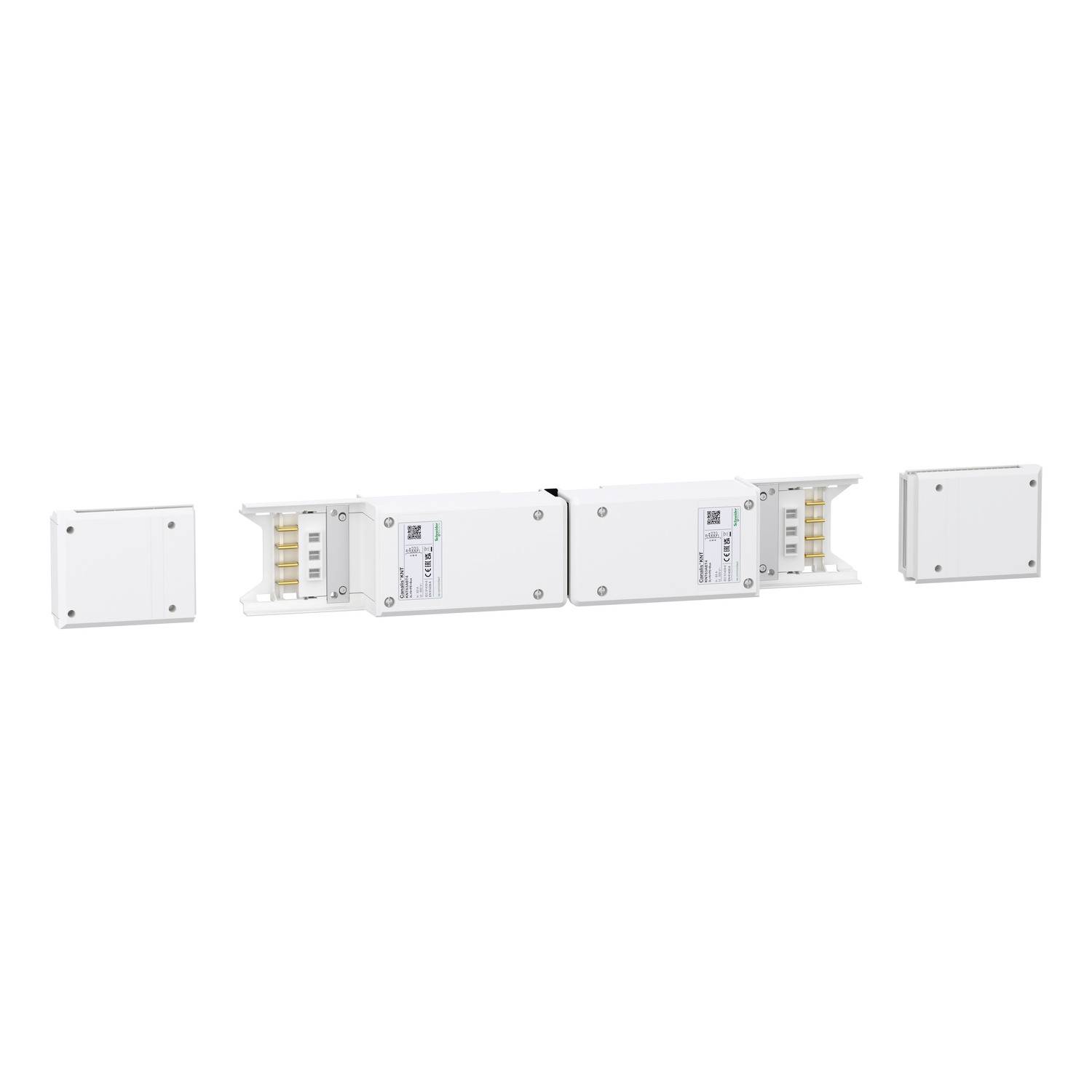 Ein modulares Stromversorgungsgerät mit mehreren Anschlüssen und abnehmbaren Seitenteilen, geeignet für verschiedene Anwendungen in der Elektrotechnik.