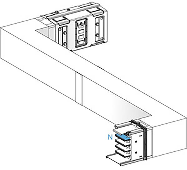 Schema einer elektrischen Sammelschienenanlage mit Klemmen- und Verteilerelementen