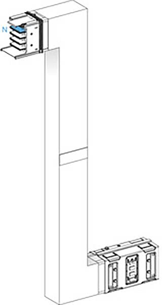 Diagramm eines vertikalen Elektrosteiges mit Kabelverbindungen und Anschlüssen an der Ober- und Unterseite.
