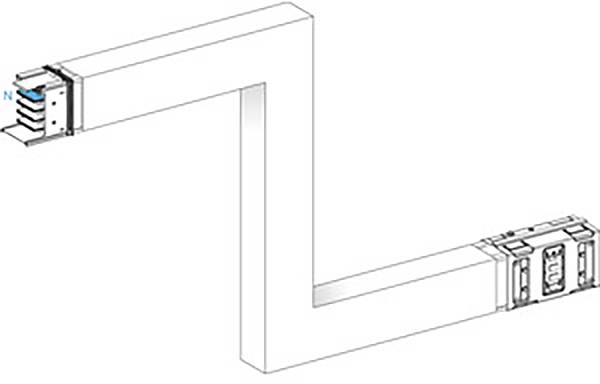 Diagramm eines Z-förmigen Kabelkanals mit zwei Steckverbindungen an den Enden, zur verdeckten Verkabelung in Gebäuden.